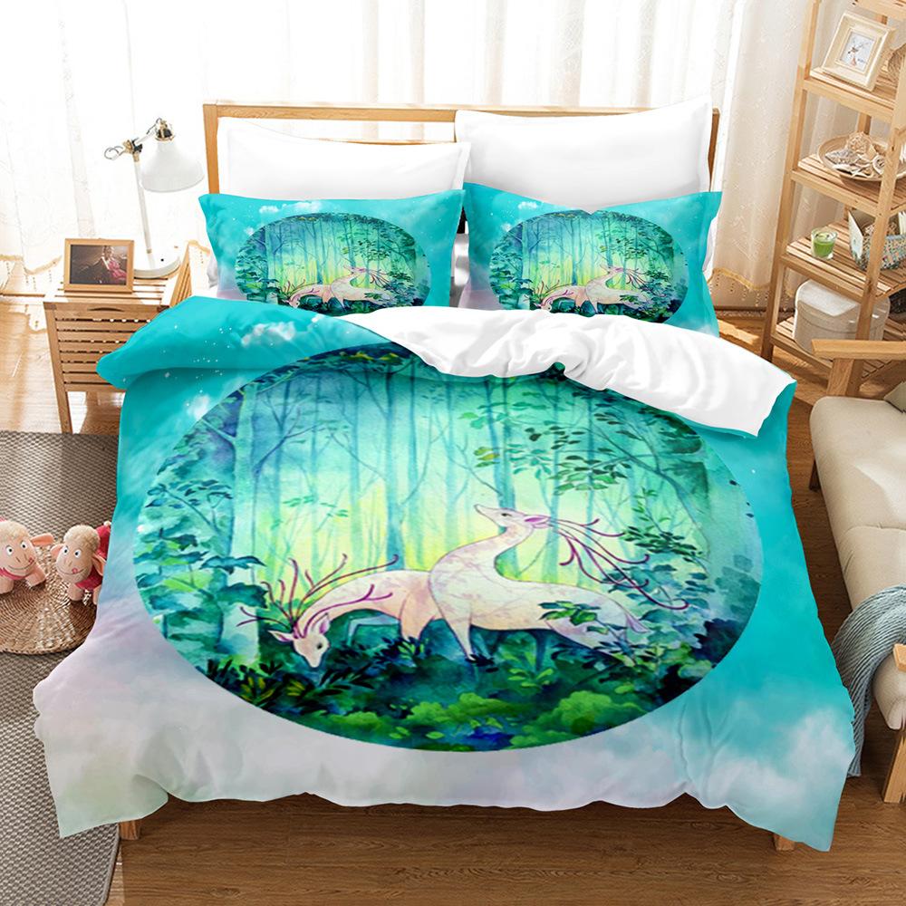 Fashion Home Bedding Quilt Cover Bedroom Home Quilt Cover Pillowcase 3D Printed Animal Quilt Cover Set Deer Motif Bedroom Bedding