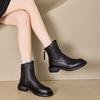 Autumn Leather Retro Martin Boots Women's Rear Zipper Thin Women's Boots One-pedal Casual Women's Shoes