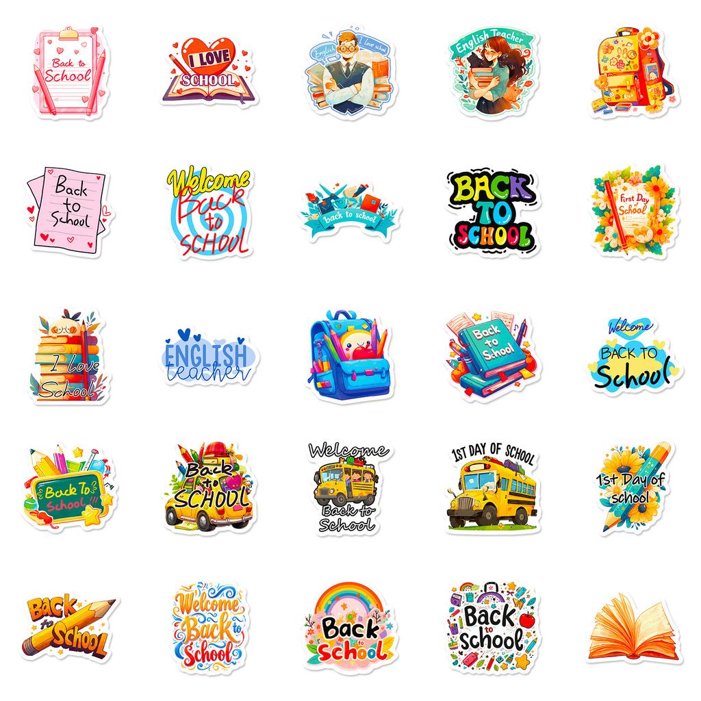 50 Text Decorative Stickers In School Season English Love To School Graffiti Stickers DIY Suitcase Notebook