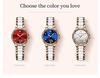 OLEVS Stylish Mechanical Wristwatch with Ceramic and Rose Gold Date Luminous Blue Women's Band, Crystals, Easy-to-Read Dial, Display, Waterproof,