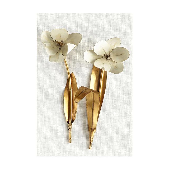 Art Golden Leaves Flowers White Flowers Gold Tulip Decorative Paintings Modern Bedroom Hanging Paintings Canvas Wall Art