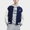 Fila Color Block Casual Knitted Baseball Jacket Men Jackets Dark-Navy F11M349501R-DB