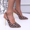 Fashion Sexy Leopard Pointed Toe Sling Back Pumps Women 2025 Summer Thin Super High Heels Shoes Woman Gold Heel Party Shoes Size 34-43