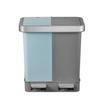 EKO Hana Recycler Duo Pedal-Operated Trash Can, Step Bin, Blue/Gray, 10L+10L with Lid, No Inner Box, EK6200-10L+10L-TB/GY