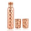 Copper Water Bottle 1 Ltr | Copper Water Bottle with Glass Set | Meena Work | 100% Pure | Leak-Proof | 2 Water Glass 300ml Each