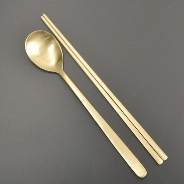 Willive Domestic Stainless Steel Cutlery Set, Titanium, Spoon + Chopsticks, 2 Sets, Korean Popular Tableware