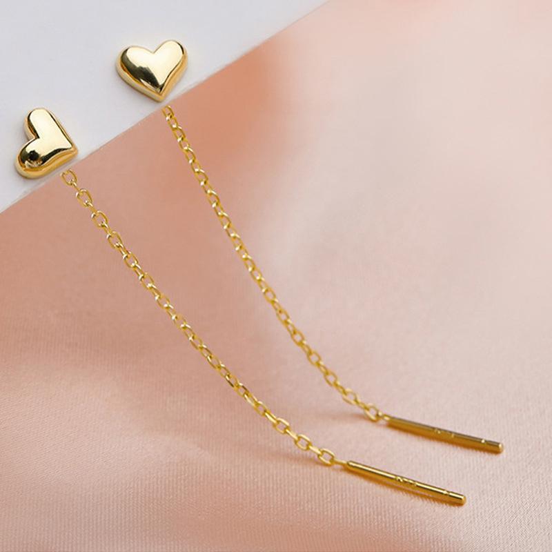 1Pair Tassel Heart Beads Pendants Drop Earrings For Women Hanging Ear Jewelry