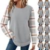 Women's Plaid Print Round Neck Long Sleeve Casual Loose Top