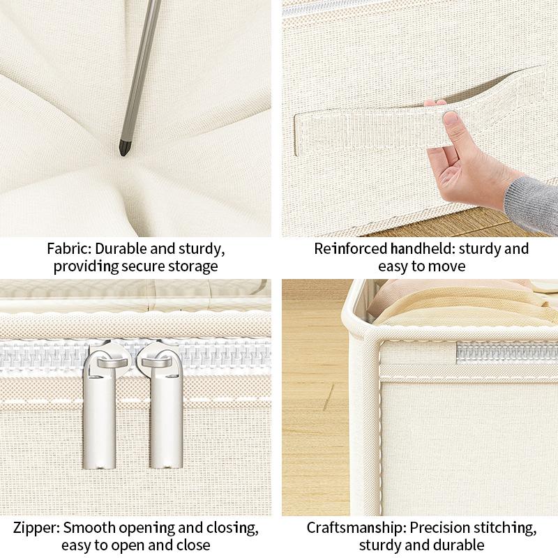 Beige Quilt Clothes Storage Bag Cotton Linen Sorting Bags Folding Duvet Blanket Organizer Organizer Under-Bed Moving Pack Bag