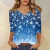 Women's T Shirt CHristmas Print 3/4 Sleeve Daily Weekend Fashion Basic V- Neck Regular Top