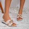 Fashion 2025 Women Slippers Summer Comfort Outdoor Shoes Metal Chain Flat Slippers Fashion Round Toe Non Slip Sandals Woman Slides Women
