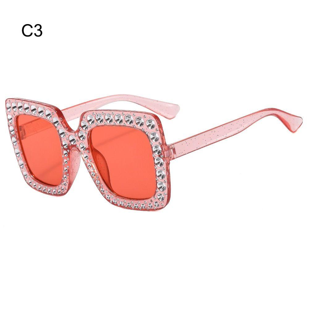 Crystal Oversized Sunglasses for Women Rhinestone Square Diamond Sun Glasses Retro Big Frame Sparkling Glasses