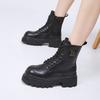 Retro Leather Martin Boots for Women's 2025 Winter New Medium Boots Thick-soled Velvet Versatile British Short Boots for Women