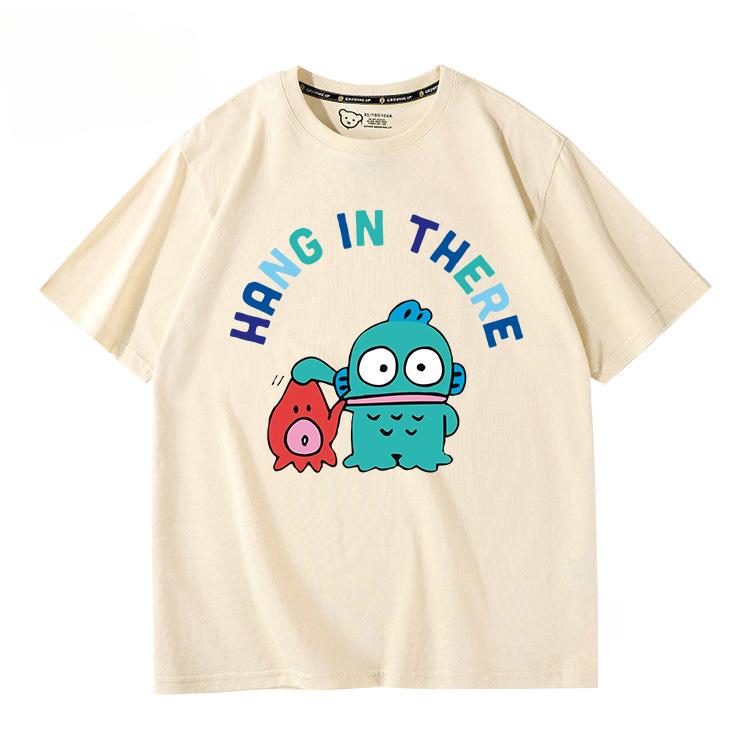 Hangyodon Harajuku Creative Pattern T-shirt Men's Casual Comfortable Summer 100% Cotton T-shirt Trend Fashion Loose T-shirt