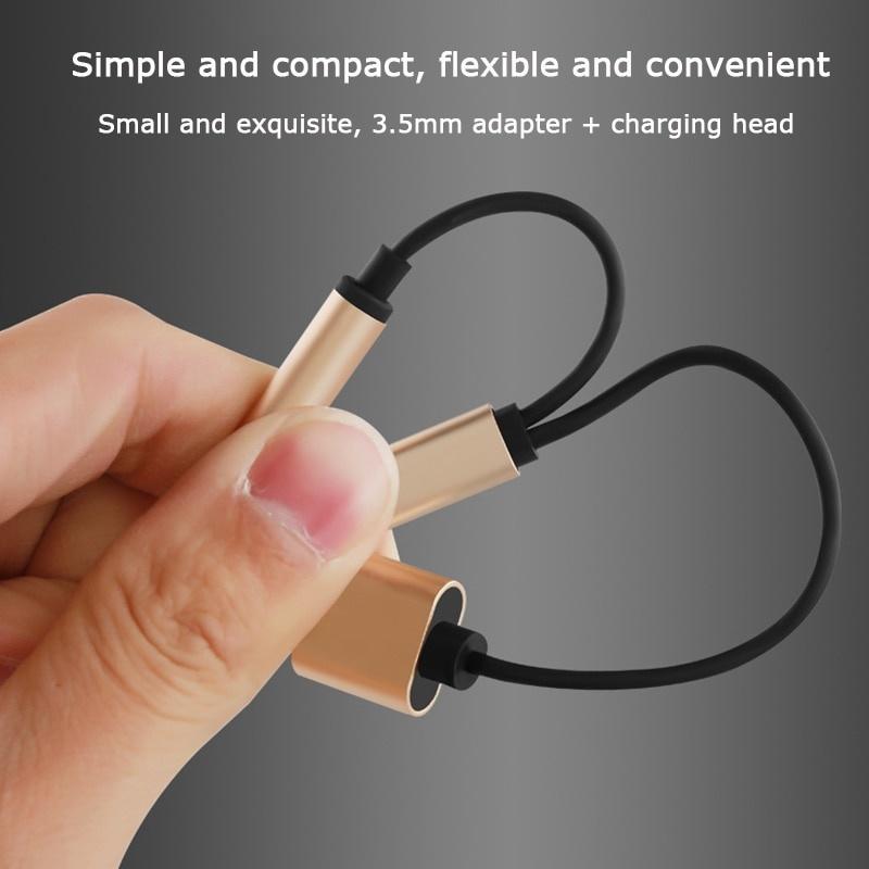 Adapter Charger Audio Cable 2 In 1 Charge To 3.5 Mm Jack Headphone Aux Converter for Apple Iphone 7 8