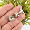 Round Green Amethyst Gemstone 925 Sterling Silver Jewelry Handcrafted Cufflinks CL-3-15
