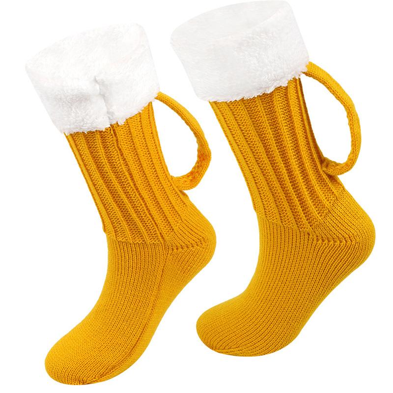 1 Pair Beer Mug Knitted Socks Warm Soft Sleep Christmas Gift