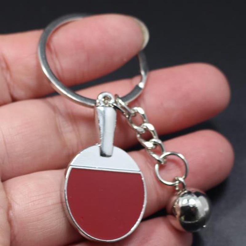Novelty Creative Sport Table Tennis Racket Keychain Metal Key Ring Holiday Souvenir Keychain Gift