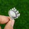 Natural Rainbow Moonstone Stackable Adjustable Ring 925 Silver For Women