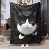 1pc Cat Lovers Black White Cat Blanket - Super Soft for Couch, Bed, Office - Cozy Warm Gift for Christmas, Thanksgiving