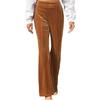 Women Corduroy Pants Elastic High Waist Flared Leg Long Trousers Solid Color Autumn Winter Casual Pants Daily Wear