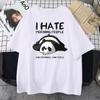 Lazy Panda I Hate Morning People Cartoons Men Clothing Casual All-math Cotton T-Shirts Oversize Breathable Mans Short Sleeve