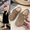 Comfortable Retro Foreign Trade Baotou Drag Women 2025 Spring New Wear Comfortable Non-slip Flat Bottom Casual Half Slippers Tide
