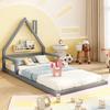 Children's Bed 90x200cm, Slatted Frame, Pine wood+MDF, House Shape, Minimalist Styling, Adult/youth, Without Mattress