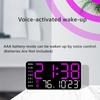 USB Powered LED Digital Wall Clock Voice Control Temperature Date Week Snooze Dual Alarm Clock DST Brightness Adjustment 12/24H