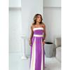 Summer Women's Elegant Style Fashion Color Contrast High-waisted Halter Dress