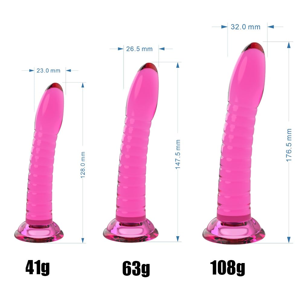 Tsukitoy Anal Plug Silicone Dildo Beginner Thin Anal Plug Screw Anal Beads Anal Expansion Transparent Dildo for Beginners with Suction Cup Pink 3