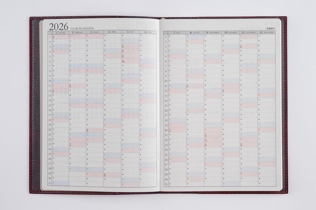 Takahashi 2026 A5 Weekly Desk Casual 432 December Diary, 2, Red, No. (Starts 2025)