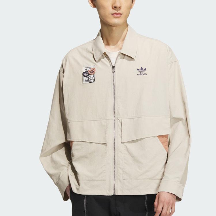 Adidas Originals X Changchangxiong Collaboration Nagaba Sportswear Ss23 Flap Pocket Logo Zip воротник куртка мужская куртка бежевый IS0643