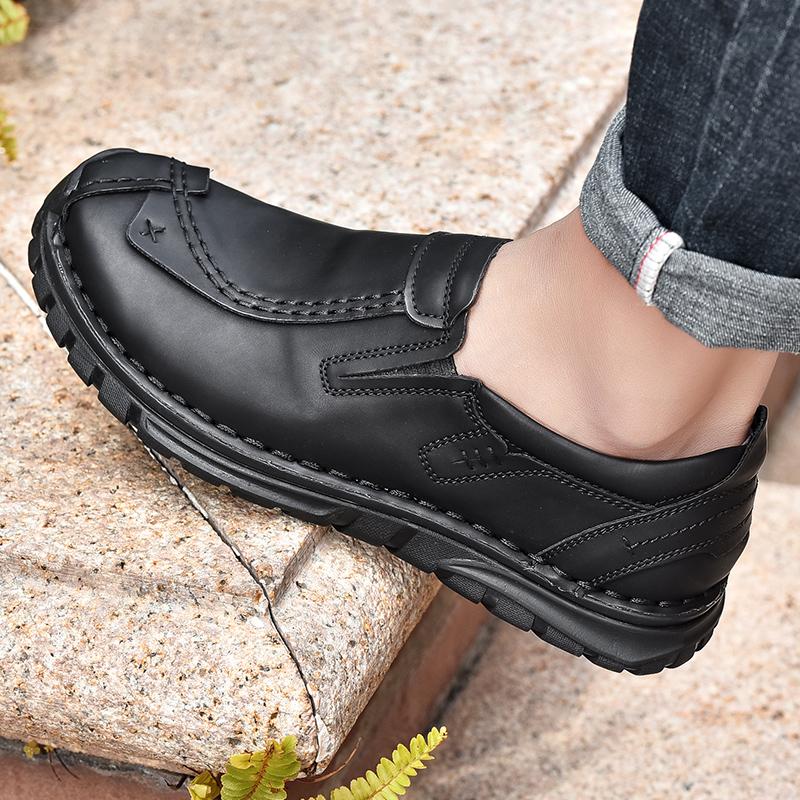 38-46 Retro Cow Leather Shoes Men Loafers Handmade Casual Leather Shoes Moccasins Men Flats Shoes