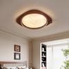 Mid-Century Solid Wood Pumpkin Ceiling Light for Bedroom or Study Room