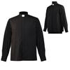 Mens Priest Cosplay Shirt Stand Collar Contrast Tag Black Top for Halloween Church Costumes