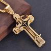 Stainless Steel Necklace Men Large Gold Color Three-Layer Jesus Crucifixion Cross Pendant Necklace
