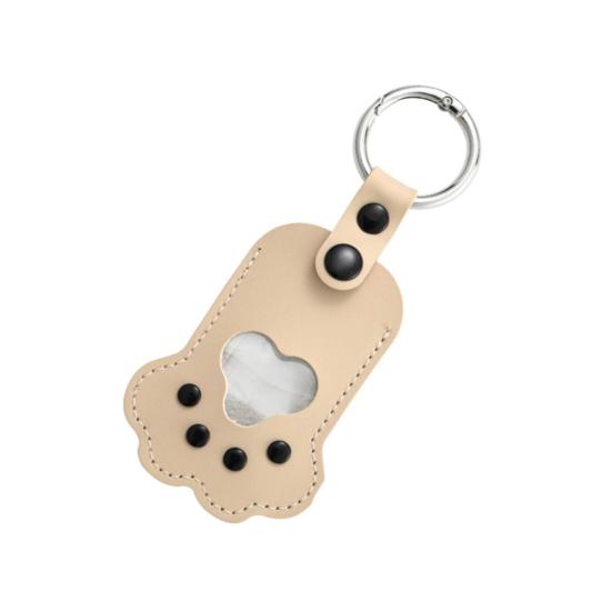Pet Memorial Keychain Pendant with Hair Engraving Feature Dog Cat Claw Design Faux Leather Pet Hair Memorial Keychain