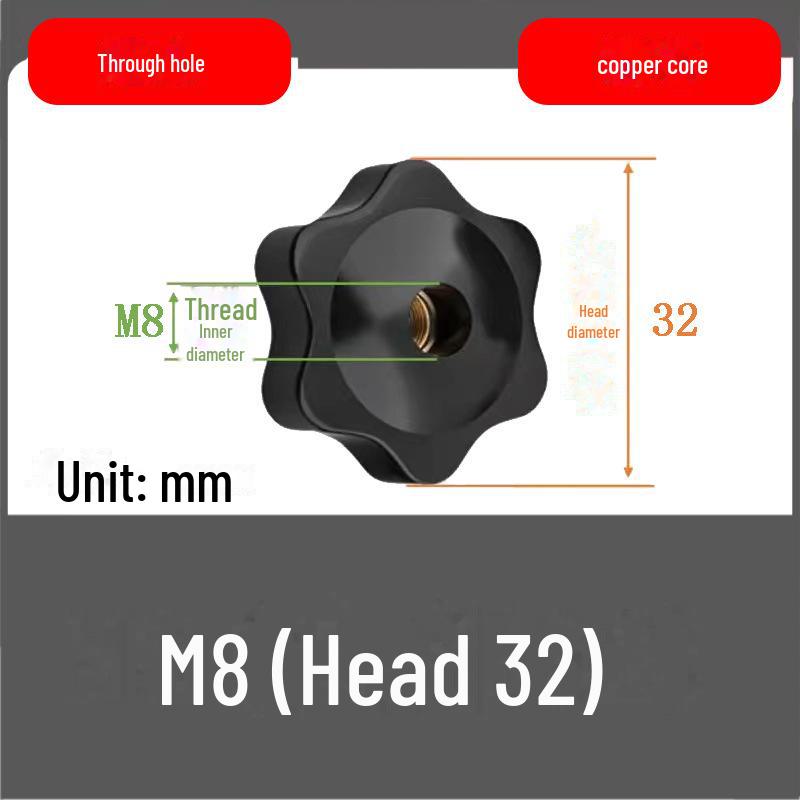 Plum Handle Nut Head Hand Screw for Through/Blind Holes, Sizes M4-M12