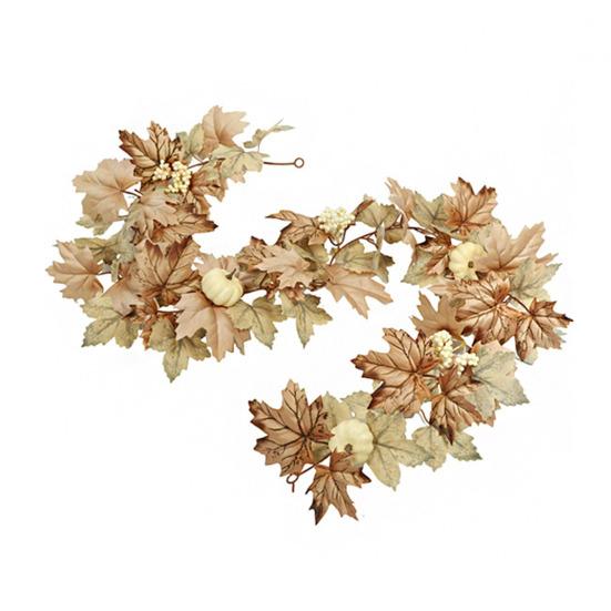 Artificial Maple Leaf Garland 5.7Ft Pumpkin Maple Leaves Vine Thanksgiving Fall Garland for Mantel