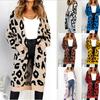 Women Cardigan Long Sleeve Knitted Sweater Spring Autumn Plus Size Leopard Print Cardigans Ladies Thick Clothes Outdoor