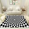 Trap Effect Vortex Illusion Rug Bottomless Hole Carpet Geometric Black White Grid Bedroom Living Room Anti Slip Floor Mats
