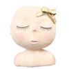 Face Flower Pot Head Planter Pots Resin Succulent Planter with Drainage Hole Closed Eyes Large