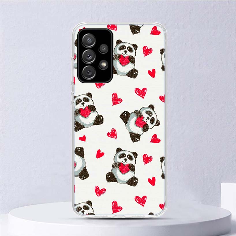 Cartoon Cute Panda Bear Soft Case For Samsung Galaxy A52 A53 A32 A22 A12 5G Phone Cover A33 A23 A13 A72 A73 A02S A03S A42 Coque