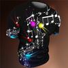 Music Notes Mens 3D Shirt Black Summer Men'S Tee Graphic Musical Crew Neck Clothing 3D Print Outdoor Casual Short Sleeve Fashion Designer