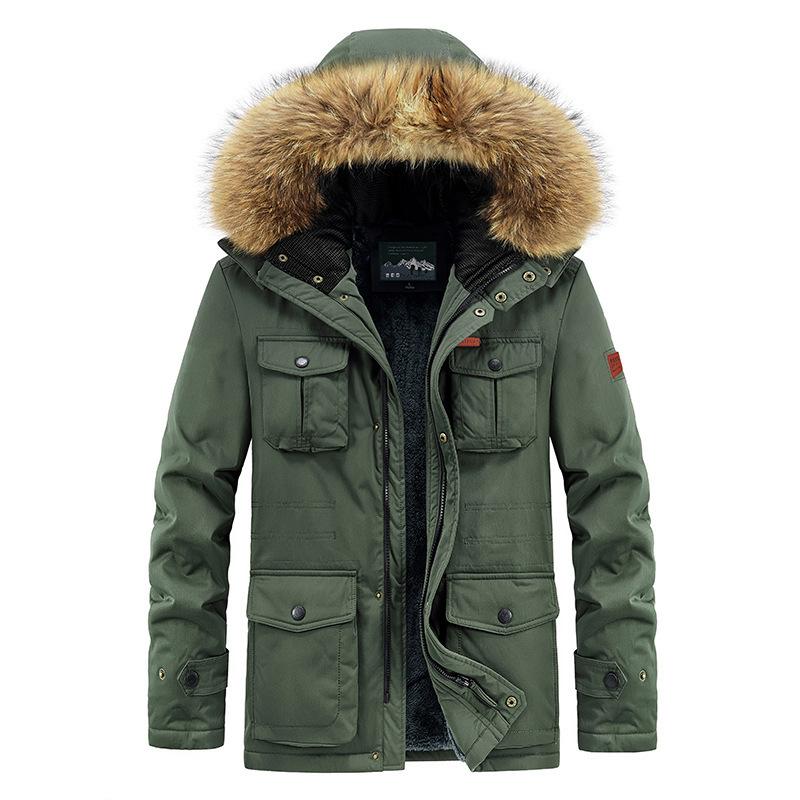 Plus Size Winter Jacket Men Warm Parkas Casual Thick Windbreaker Hooded Fur Collar Overcoat Men Clothing
