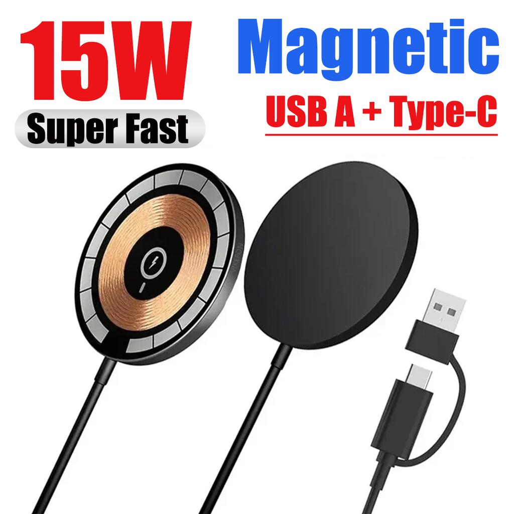 15W Magnetic Wireless Charger Pad Phone Chargers For iPhone 15 14 13 Pro Max Airpods Portable Macsafe PD Fast Charging Station