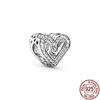 Sparkling Leveled Heart & Family Infinity Red Heart Charm 925 Sterling Silver Women Jewelry Beads Fit Original Fasion Bracelet