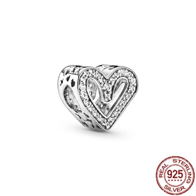 Sparkling Leveled Heart & Family Infinity Red Heart Charm 925 Sterling Silver Women Jewelry Beads Fit Original Fasion Bracelet