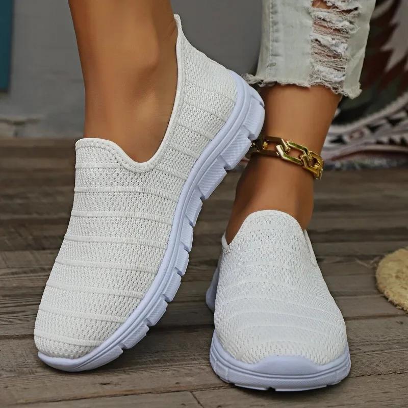 Women's Spring New Style Fashion Mesh Non-slip Thick Sole Women's Loafers Daily Leisure Outdoor Walking Ladies Sports Shoes